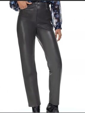 NWOT Aritzia Wilfred The Melina Elegant Gray Faux Leather Straight Pants